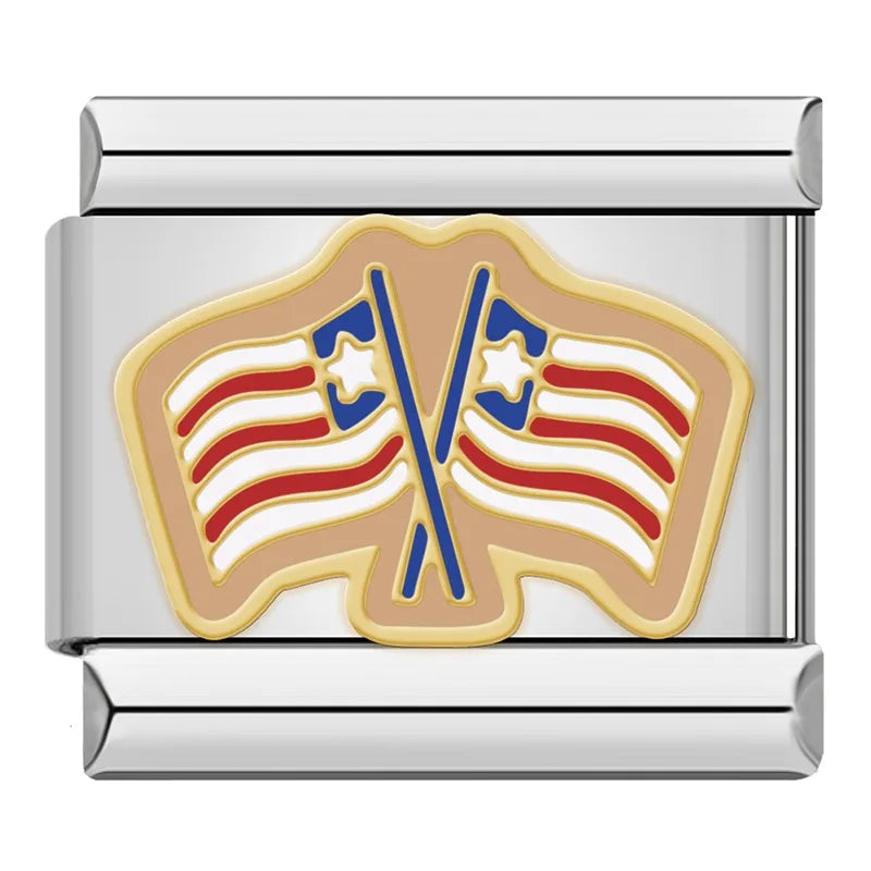 Double U.S. Flag - Silver