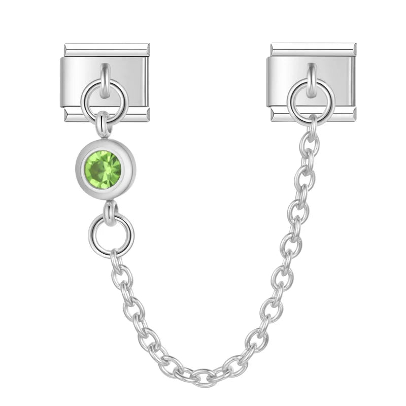 Green Stone Linked - Silver