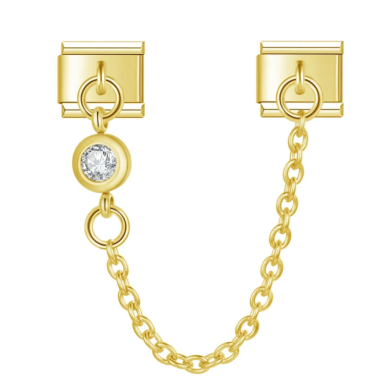 White Stone Linked - Gold