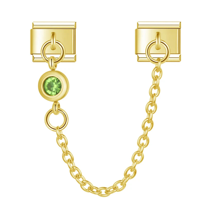 Green Stone Linked - Gold